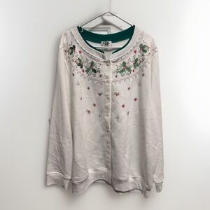 Vtg C&K Designs Women's Christmas Sweater 2XL Holly Festive Holiday‎ Grannycore